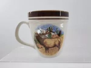 Cabela's Folkcraft Stoneware Bugling Elk 4.5 in Replacement Coffee Mug 16 oz - Picture 1 of 4