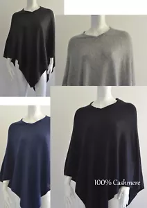 Poncho 100% Cashmere Poncho free size Poncho One Size Poncho Cashmere Poncho - Picture 1 of 17