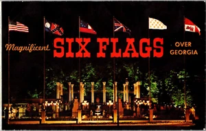 Cartolina Sei Bandiere Sopra Georgia Mall Of Flags Atlanta GA Cromata Non Spedita - Foto 1 di 2
