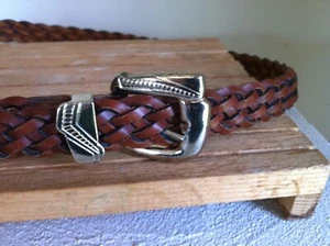 CINTURÓN TRENZADO MUJER CUERO MARRÓN L GRANDE - Imagen 1 de 3