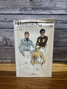 Vintage Mens Butterick 6347 Short Banded Jacket Applique Design Uncut - Picture 1 of 3