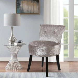 Accent Velvet Vanity Stool Dressing Table Chair Bedroom Makeup Chair w/ Backrest - Picture 1 of 16