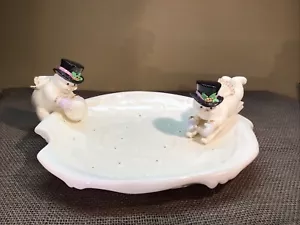 Piatto da portata Lenox Natale ors d’oeuvres o dolcetti con 2 pupazzi di neve - Foto 1 di 11