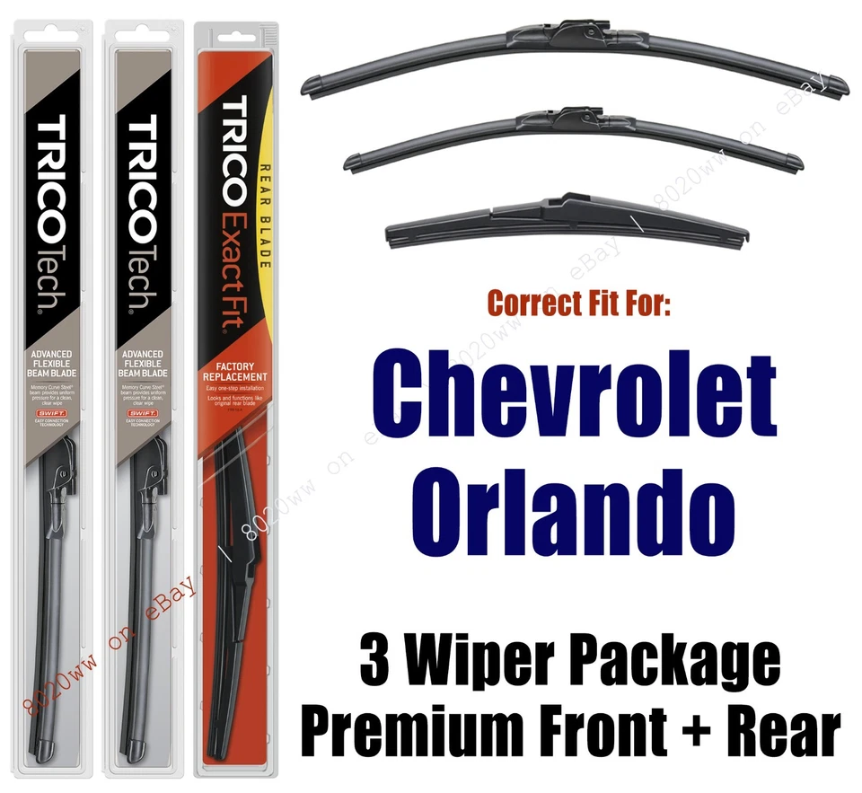 Wipers 3pk Premium Front/Rear fit 2012-14 Chevrolet Chevy Orlando 19240/190/10A - Image 1 of 1