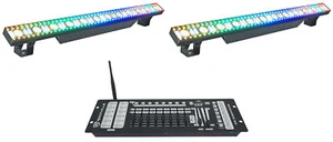 2) Rockville Pixel Hybrid Bar Battery Power Light Strips+Wireless DMX Controller - Picture 1 of 10