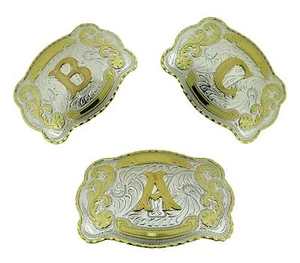 Initial Letter Monogram Alphabet A-Z Western Cowboy Men Women Cowgirl Belt Bucke - Picture 1 of 70