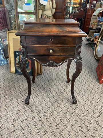 Victorian Rosewood Sewing Table Circa 1870 Cover