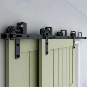 Sistema de puerta corredera bypass riel de puerta corredera juego de puerta corredera puerta corredera de madera puerta doble - Imagen 1 de 12