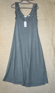 Boden Dress Size 12 Green Maxi Sleeveless A Line Frill Neckline Linen Knitted - Picture 1 of 9