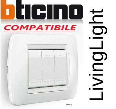 MAPAM BTICINO LIVING LIGHT COMPATIBILE PRESA SCHUKO PULSANTE USB PLACCA DATI SPIA