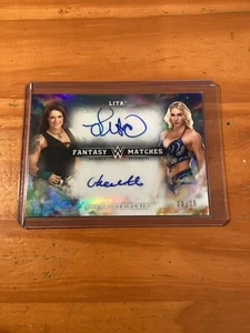 Topps Chrome WWE Lita Charlotte Flair 2020 doble autógrafo #/25 partidos de fantasía - Imagen 1 de 2