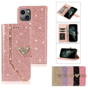 Shockproof Bling Leather Wallet Case Cover For iPhone 15 14 13 12 11 Pro Max XS - Zdjęcie 1 z 17