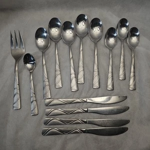 Lote de cubiertos de acero inoxidable Cambridge Sasha 14 piezas cucharas, cuchillos tenedor para servir - Imagen 1 de 8