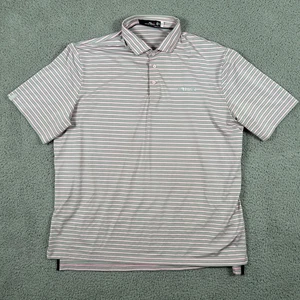 RLX Ralph Lauren XXL Golf Polo Shirt Striped Pink Gray Short Sleeve Mens - Picture 1 of 6