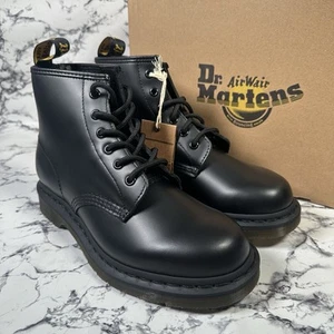 DR MARTENS Black 101 Smooth Leather Ankle Boots SIZE UK5 EU38 BNIB - Picture 1 of 11