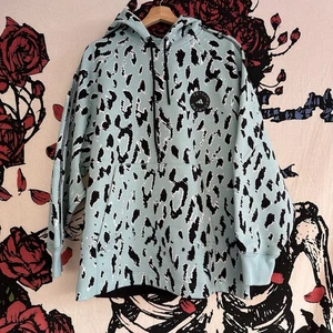 Adidas x Stella McCartney Hoodie Leopard Print Organic Cotton Recycled Blau L - Bild 1 von 7