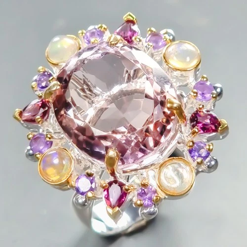 Joyería 12 ct+ Anillo Ametrino Natural Plata de Ley 925 Talla 7.5/R440969 Foto 1 de 4