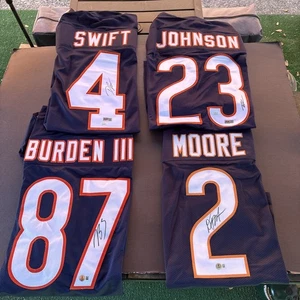 Luther Burden III-DJ Moore-D'Andre Swift-Roschon Johnson Signed Bears Jerseys - Picture 1 of 15