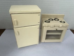 Puppenhaus Miniaturen Holz Küche Set Kühlschrank Herd Regal 1:12 Handarbeit Vintage - Bild 1 von 3
