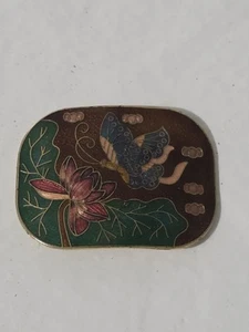 Vintage Cloisonne Butterfly Floral Scarf Holder - Picture 1 of 3