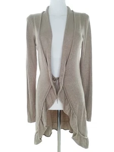 Saint tropez Size S Brown Long Tied Cardigan Viscose Long Sleeve Fine Knit Fril - Picture 1 of 5