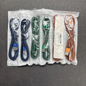 6 Pack Iphone Charging Cables Colorful Braided - Picture 1 of 1