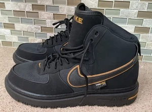 Nike Air Force 1 Boot Cordura Mens Black Wheat High Top Sneakers Shoes Sz 12.5 - Picture 1 of 14