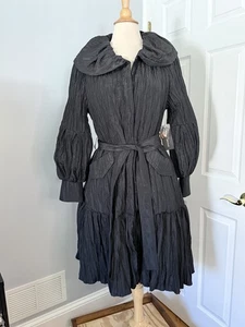 Samuel Dong Crinkle Bubble Dress Coat Wide Collar-NWT Size Medium - Picture 1 of 6