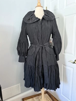 Samuel Dong Crinkle Bubble Dress Coat Wide Collar-NWT Size Medium - Image 1 of 4