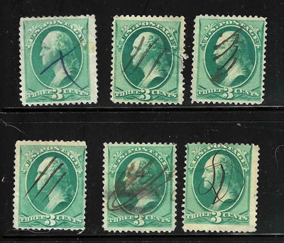 Pen Fancy Cancels Collection 19th Century 3 Cent Washington Banknotes US 1A41 - Image 1 of 3