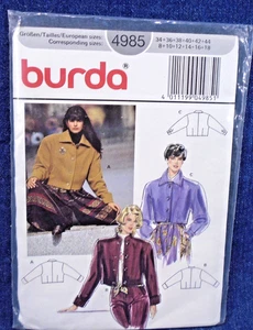 Burda Pattern 4985 Boxy Cropped Jacket 8-18 Uncut - Picture 1 of 2