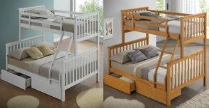 Modern White Triple Sleeper Bunk Bed Frame - Also Available in Beech Colour - Picture 1 of 13