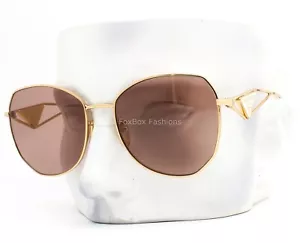 Occhiali da sole Prada SPR 57Y 5AK-10D oro lucido metallo marrone colorato con custodia - Foto 1 di 9