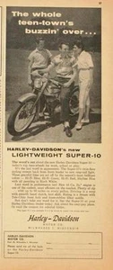 Harley-Davidson Super-10 1959 ligero anuncio de motocicleta - Imagen 1 de 1