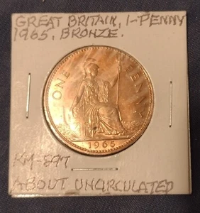 Great Britain Large Penny Coin 1965 Bronze Km-897 - Picture 1 of 3