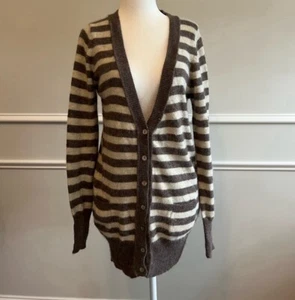 Zara striped cardigan sweater Grey + White Size L - Picture 1 of 3