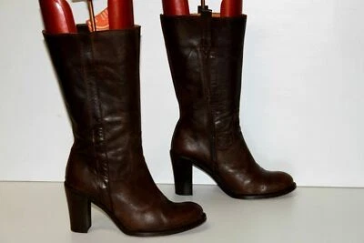 FRED DE LA BRETONNIERE Mi Bottes Tout cuir Marron foncé T 41 TBE - Photo 1/4