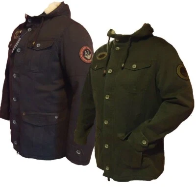 NWT Armani Jeans Military Style Gabardine hooded Jacket in Navy or Dark Green - Image 1 of 4