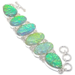 Pulsera de plata de ley 925 con piedras preciosas étnicas de ópalo triplete 7-8" a617 - Imagen 1 de 6