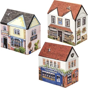 3 CAJA DE HOJALATA TIENDA PUEBLO INGLÉS Dana Kubick Metal Casa Recuerdo Almacenamiento Baratija - Imagen 1 de 6