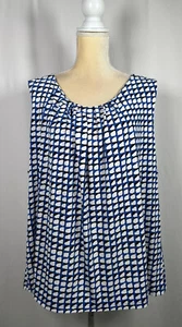 Calvin Klein Women Blouse Shirt Top 3X Sleeveless Stretch Blue White Black - Picture 1 of 13
