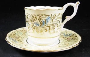 Juego de tazas y platillos Coalport CHATSWORTH Demitasse borde verde excelente estado - Imagen 1 de 7