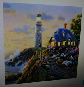 Pintura de diamantes 3D hágalo usted mismo artesanía ronda parcial "Faro y acantilados 11"x 11" #156043 - Imagen 1 de 1