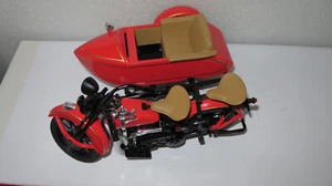 1/12 1933 HARLEY DAVIDSON MOTOR CYCLE BIKE WITH SIDE CAR MANDDARIN RED LTD ED - Bild 1 von 14
