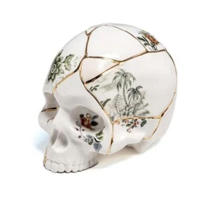 SELETTI teschio umano SKULL KINTSUGI in porcellana e oro 24K - Imagen 1 de 6