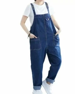 Soojun Vintage 90s Streetwear Large Stretch Denim Jean Overalls Blue Size M  - Picture 1 of 12