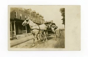 Postcard RPPC Horse and Buggy Balthaser Riegel Buffalo? - Picture 1 of 2