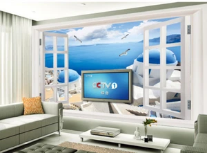 3D Santorini Meerblick 7446 Tapete Wandgemälde Tapete Tapeten Bild Familie DE - Picture 1 of 6