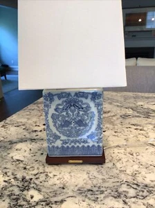 Ralph Lauren Table Lamp Navy Blue/White Fish Pattern w/ White Shade NWT - Picture 1 of 8