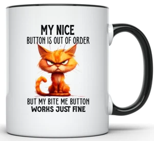 Sarcastic Mug Coffee Funny Gift For Cup Novelty 11oz Mug, Ceramic My Nice Button - Picture 1 of 7